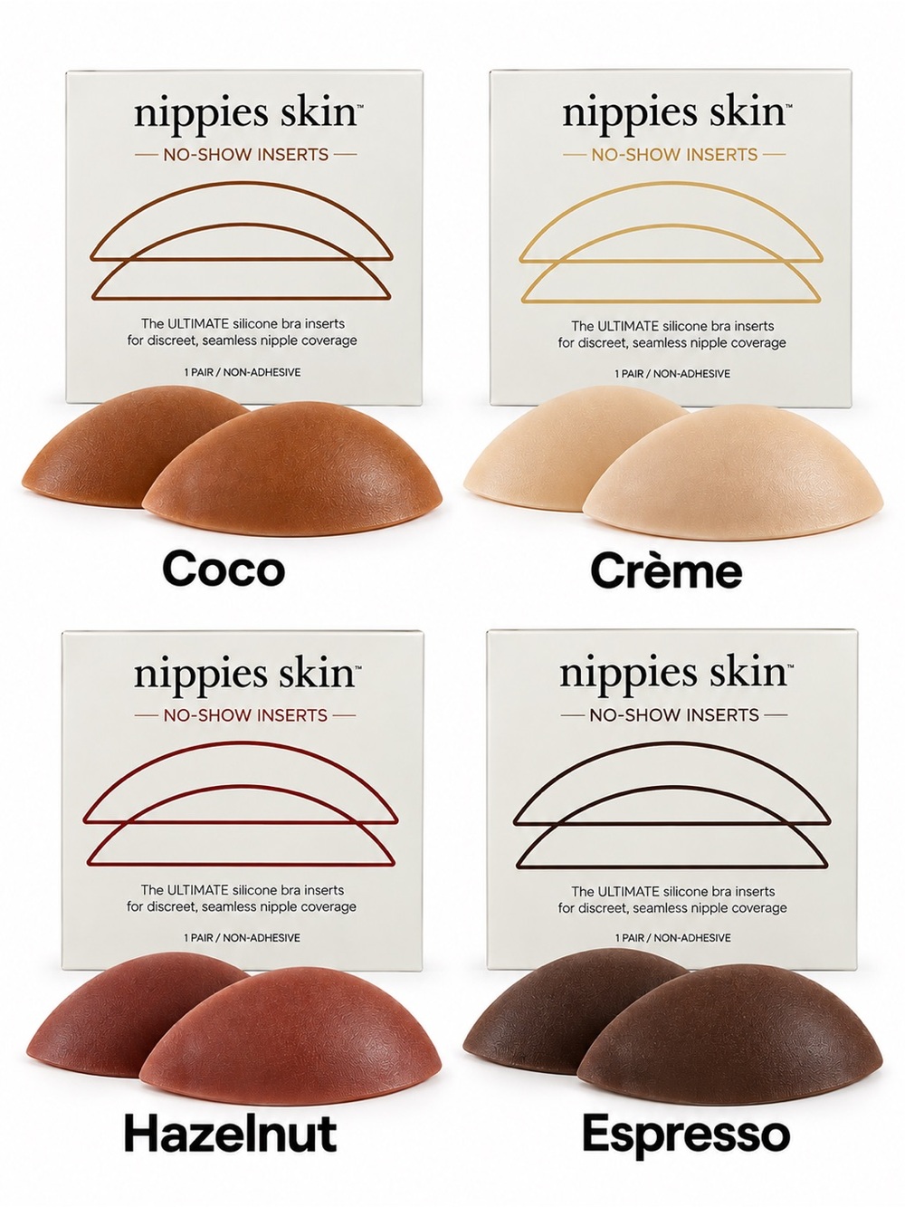 Nippies Skin Non-Adhesive No/Show Silicone Inserts (Choose Color - One Pair) NWT